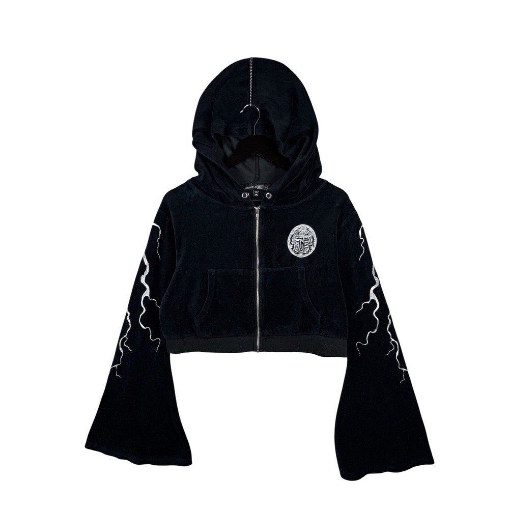 Dolls Kill x Monsters Velour‎ Bell Sleeve Embroidered Hoodie 'Is It Night Yet?'